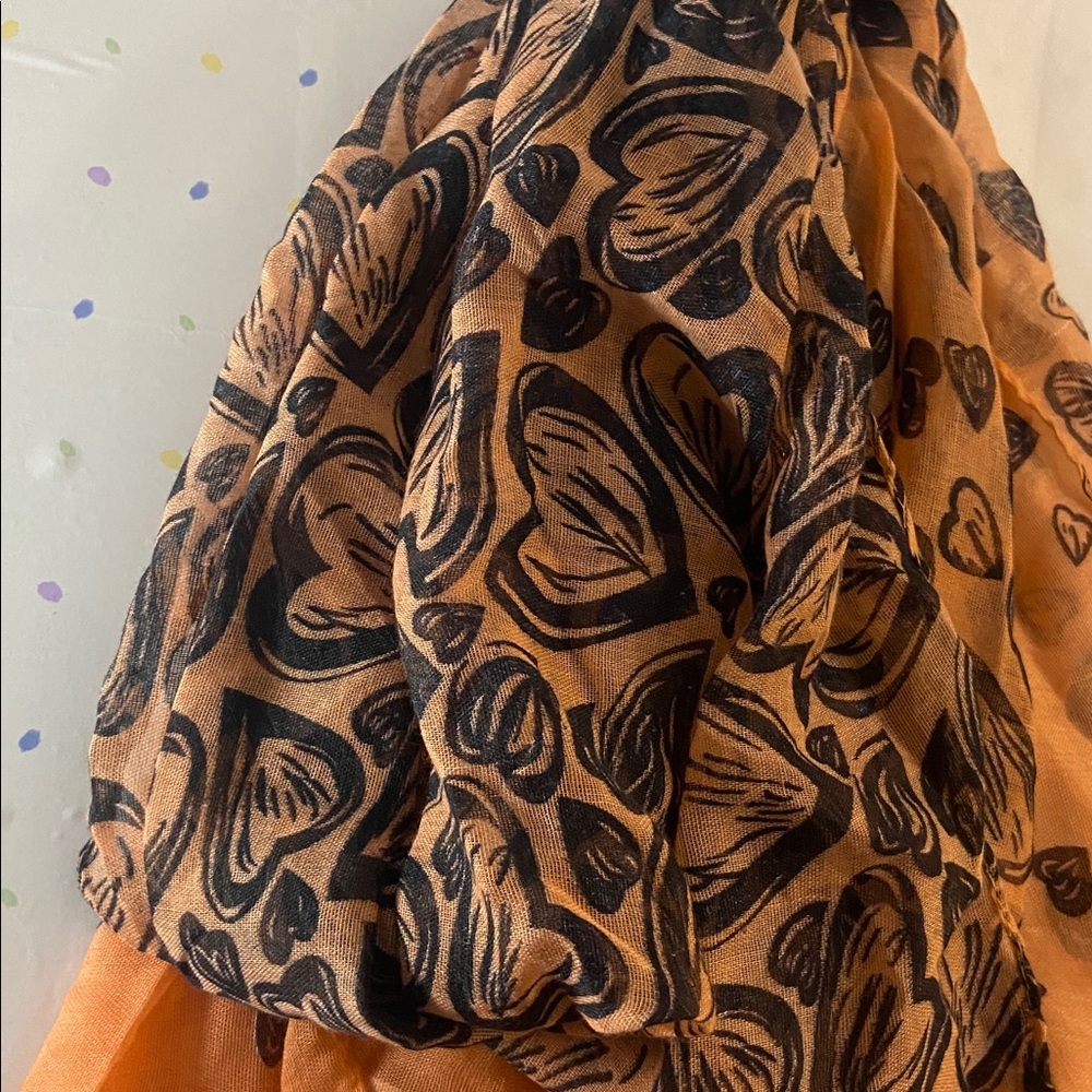 Orange Heart Print Lightweight Fashion Scarf New